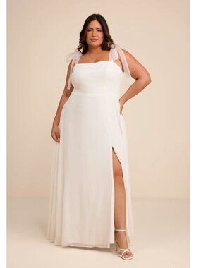 Lulus Radiant Romance White Tie-Strap Maxi Dress Size 2X NWOT no size tag